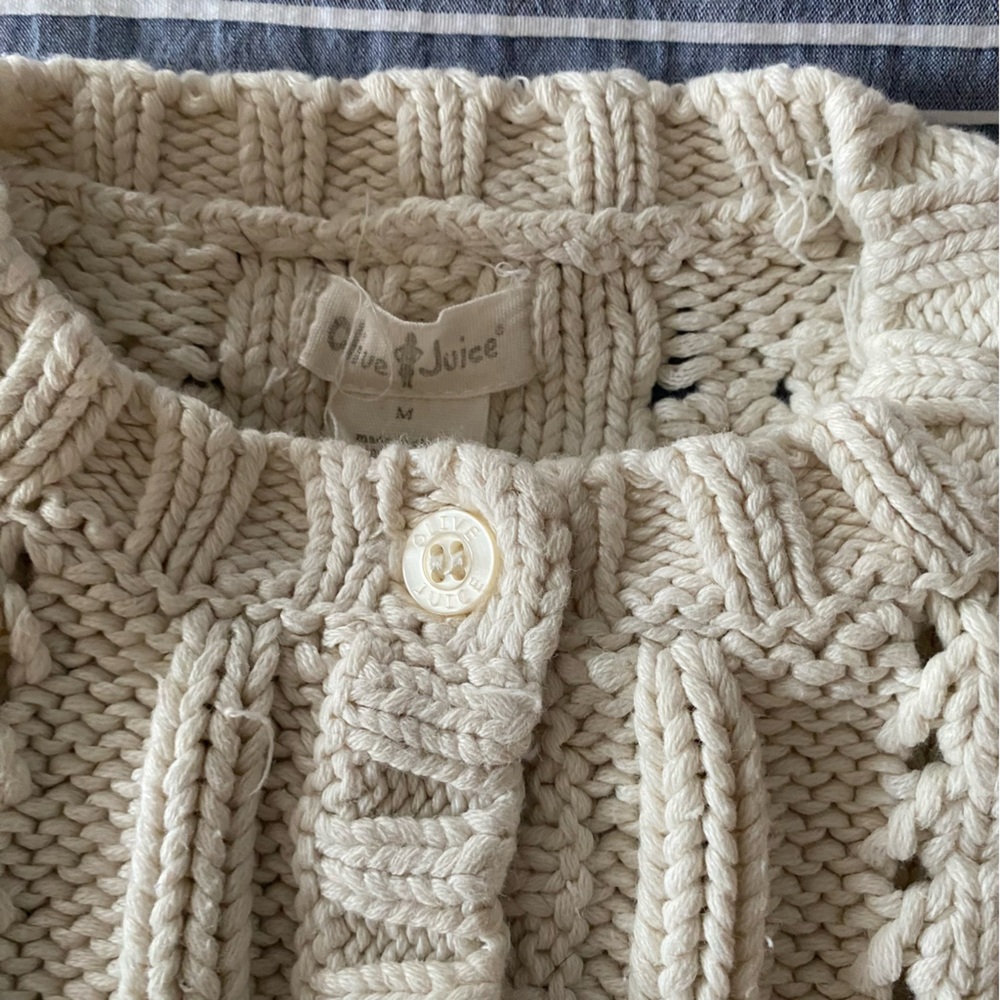 Olive Juice 100% cotton sweater kids size M buttons thick knit soft warm EUC - Picture 6 of 12
